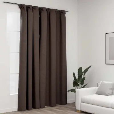 The Living Store Zatemnitvena zavesa z obešali videz platna taupe 290x245 cm - Zavesa