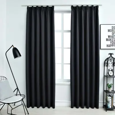 The Living Store Zatemnitvene zavese z obešali 2 kosa črne 140x245 cm - Zavesa