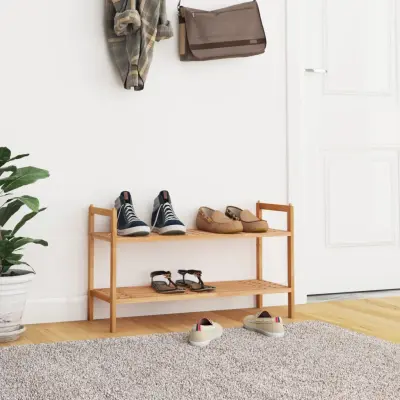 The Living Store Regal za čevlje 69x27x41 cm trdna orehovina - Regal Za Čevlje