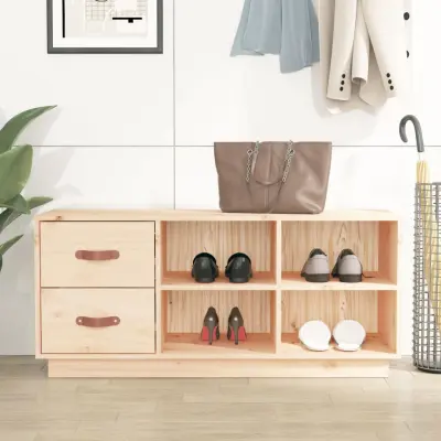 The Living Store Klop za čevlje 100x34x45 cm trdna borovina - Klop Za Čevlje