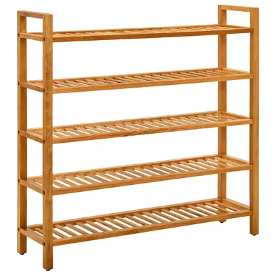 The Living Store Stojalo za čevlje s 5 policami 100x27x100 cm trdna hrastovina - Stojalo Za Čevlje