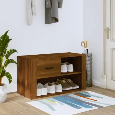 The Living Store Omarica za čevlje rjav hrast 80x35x45 cm inženirski les - Omarica Za Čevlje