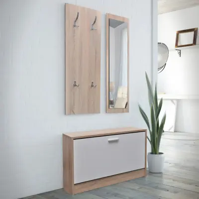 The Living Store Komplet lesenih omaric za čevlje 3 v 1 - Omarica Za Čevlje