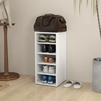 The Living Store Omarica za čevlje bela 31,5x35x70 cm iverna plošča - Omara Za Čevlje