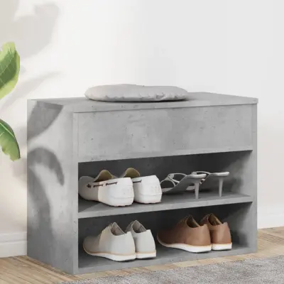 The Living Store Klop za čevlje betonsko siva 60x30x45 cm iverna plošča - Klop Za Čevlje