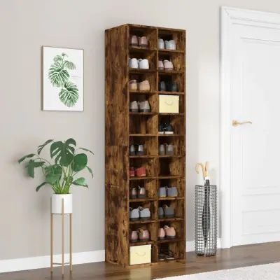 The Living Store Omarica za čevlje dimljeni hrast 54x34x183 cm konstruiran les - Omara Za Čevlje