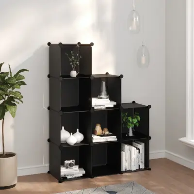 The Living Store Kockasta omarica za shranjevanje z 9 kockami črn PP - Kockasta Omarica Za Shranjevanje