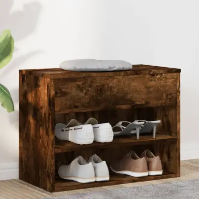 The Living Store Klop za čevlje dimljeni hrast 60x30x45 cm konstruiran les - Klop Za Čevlje
