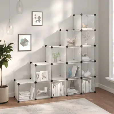 The Living Store Kockasta omarica za shranjevanje s 15 kockami in vrati prozorna - Kockasta Omarica Za Shranjevanje
