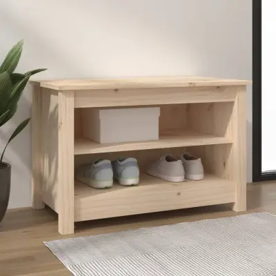 The Living Store Klop za čevlje 70x38x45,5 cm trdna borovina - Klop Za Čevlje