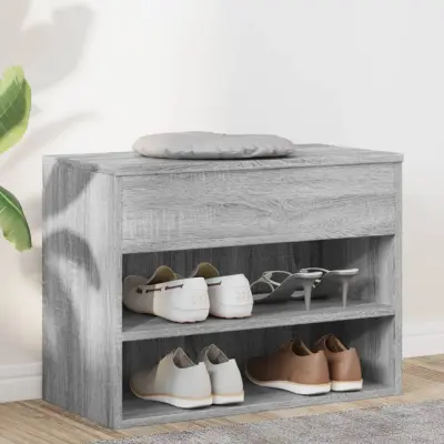The Living Store Klop za čevlje siva sonoma 60x30x45 cm konstruiran les - Klop Za Čevlje