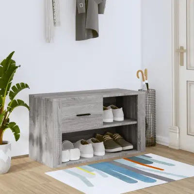 The Living Store Omarica za čevlje siva sonoma 80x35x45 cm inženirski les - Omarica Za Čevlje