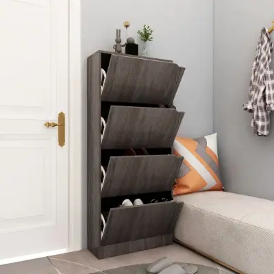 The Living Store Omarica za čevlje s 4 vrati siva sonoma hrast 59x24x136 cm - Omarica Za Čevlje
