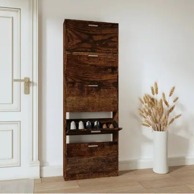 The Living Store Omarica za čevlje dimljeni hrast 59x17x169 cm inženirski les - Omarica Za Čevlje