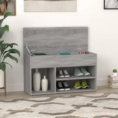 The Living Store Klop za čevlje siva sonoma 80x30x45 cm konstruiran les - Klop Za Čevlje