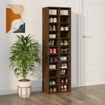 The Living Store Omarica za čevlje rjavi hrast 54x34x183 cm konstruiran les - Omara Za Čevlje