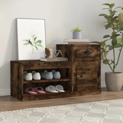 The Living Store Omarica za čevlje dimljeni hrast 100x42x60 cm inženirski les - Omarica Za Čevlje