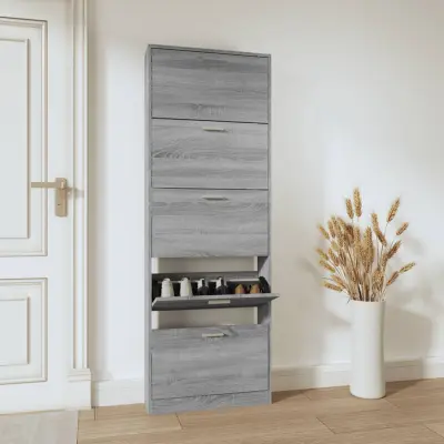 The Living Store Omarica za čevlje siva sonoma 59x17x169 cm inženirski les - Omarica Za Čevlje