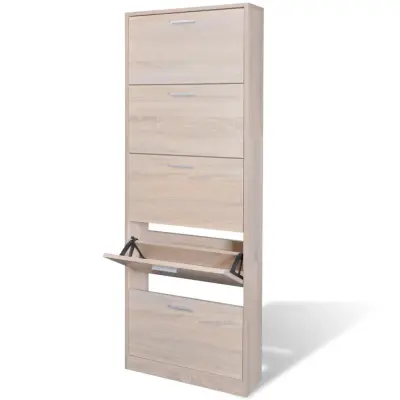 The Living Store Lesena omarica za čevlje s 5 predelki videz hrasta - Omarica Za Čevlje
