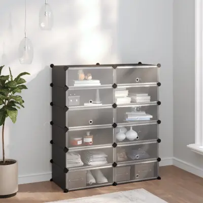 The Living Store Stojalo za čevlje črno 94,5x36,5x106 cm PP - Stojalo Za Čevlje