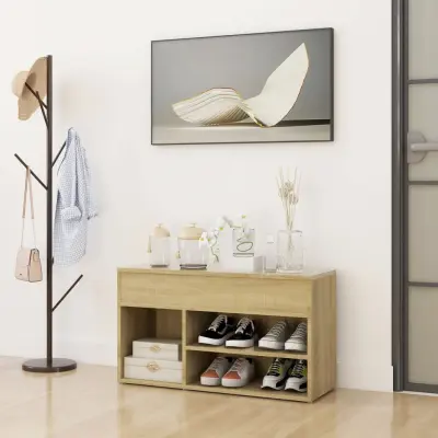 The Living Store Klop za čevlje sonoma hrast 80x30x45 cm iverna plošča - Klop Za Čevlje