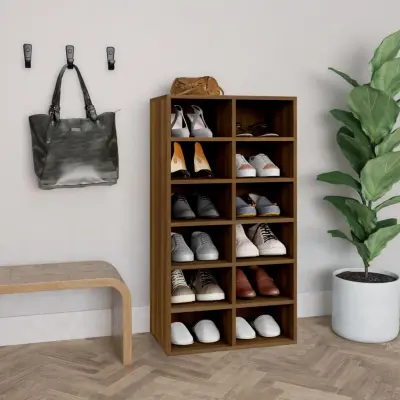 The Living Store Stojalo za čevlje rjav hrast 54x34x100,5 cm inženirski les - Regal Za Čevlje