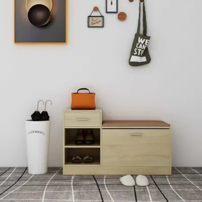 The Living Store Klop za čevlje sonoma hrast 94,5x31x57 cm inženirski les - Klop Za Čevlje