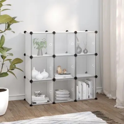 The Living Store Kockasta omarica za shranjevanje z 9 kockami in vrati prozorna - Kockasta Omarica Za Shranjevanje