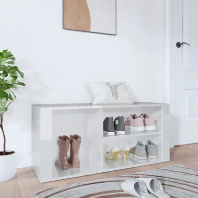 The Living Store Omarica za čevlje visok sijaj bela 100x35x45 cm inženirski les - Omarica Za Čevlje