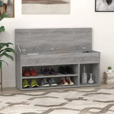 The Living Store Klop za čevlje siva sonoma 105x30x45 cm konstruiran les - Klop Za Čevlje