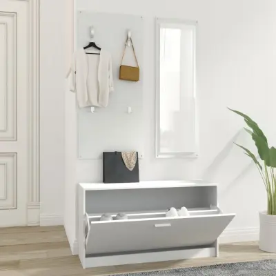 The Living Store Komplet omarice za čevlje 3 v 1 bel inženirski les - Komplet Omaric Za Čevlje