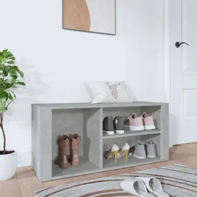 The Living Store Omarica za čevlje betonsko siva 100x35x45 cm inženirski les - Omarica Za Čevlje