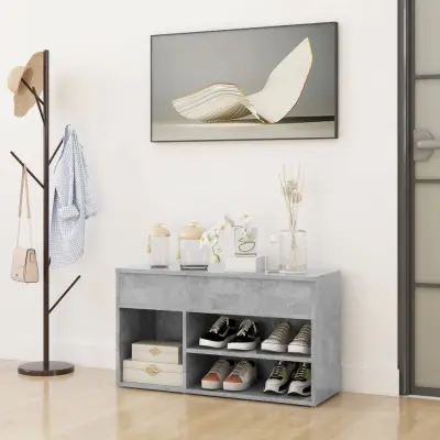 The Living Store Klop za čevlje betonsko siva 80x30x45 cm iverna plošča - Klop Za Čevlje