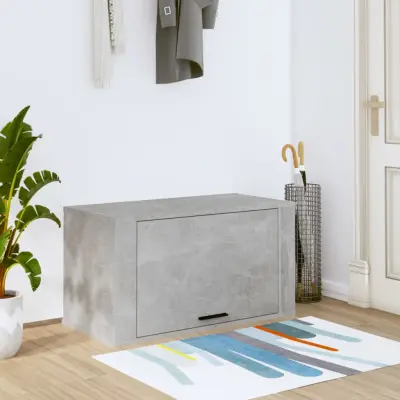 The Living Store Stenska omarica za čevlje betonsko siva 70x35x38 cm inž. les - Stenska Omarica Za Čevlje