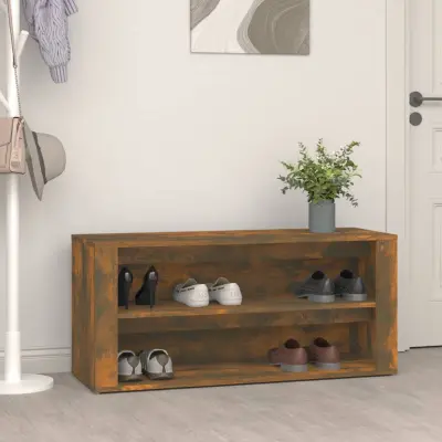 The Living Store Regal za čevlje dimljen hrast 100x35x45 cm inženirski les - Stojalo Za Čevlje