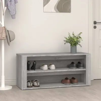 The Living Store Regal za čevlje siva sonoma 100x35x45 cm inženirski les - Stojalo Za Čevlje