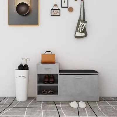 The Living Store Klop za čevlje betonsko siva 94,5x31x57 cm inženirski les - Klop Za Čevlje