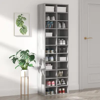 The Living Store Omarica za čevlje siva sonoma 54x34x183 cm konstruiran les - Omara Za Čevlje