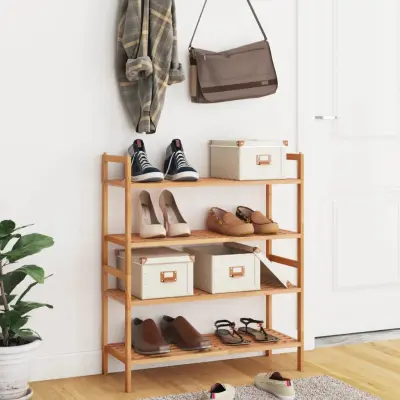 The Living Store Regal za čevlje 2 kosa 69x27x41 cm trdna orehovina - Regal Za Čevlje