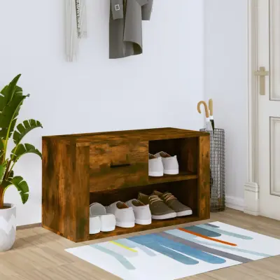 The Living Store Omarica za čevlje dimljeni hrast 80x35x45 cm inženirski les - Omarica Za Čevlje