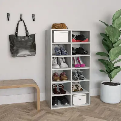 The Living Store Stojalo za čevlje betonsko sivo 54x34x100,5 cm konstruiran les - Omarica Za Čevlje