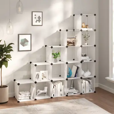 The Living Store Kockasta omarica za shranjevanje s 15 kockami prozoren PP - Kockasta Omarica Za Shranjevanje