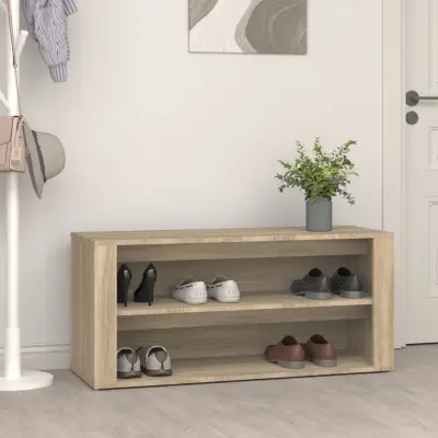 The Living Store Regal za čevlje sonoma hrast 100x35x45 cm inženirski les - Stojalo Za Čevlje