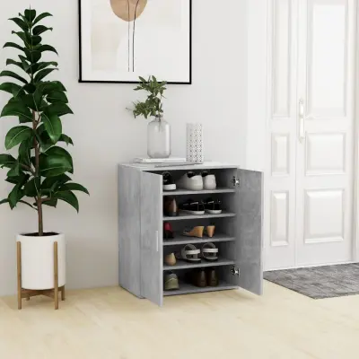 The Living Store Omarica za čevlje betonsko siva 60x35x70 cm iverna plošča - Omara Za Čevlje