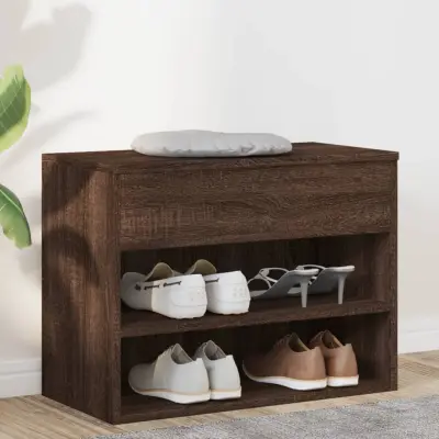 The Living Store Klop za čevlje rjavi hrast 60x30x45 cm konstruiran les - Klop Za Čevlje