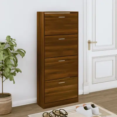 The Living Store Omarica za čevlje rjav hrast 63x24x147 cm inženirski les - Omarica Za Čevlje