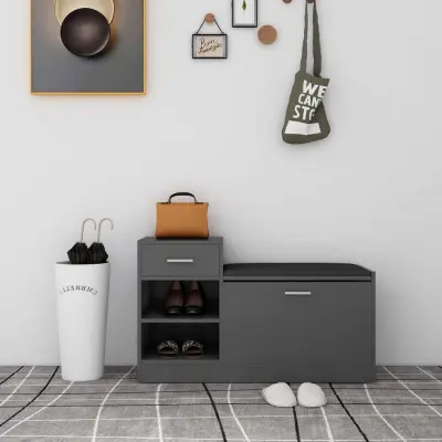 The Living Store Klop za čevlje siva 94,5x31x57 cm inženirski les - Klop Za Čevlje