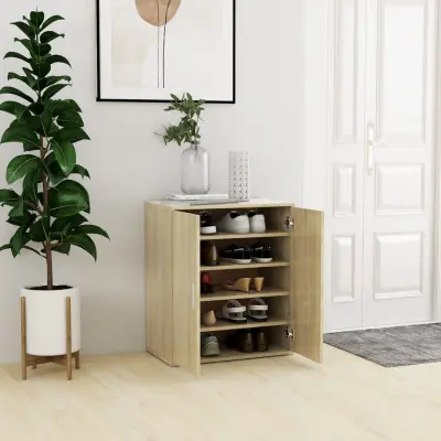 The Living Store Omarica za čevlje sonoma hrast 60x35x70 cm iverna plošča - Omara Za Čevlje