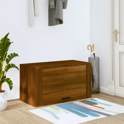 The Living Store Stenska omarica za čevlje rjav hrast 70x35x38 cm trdna borovina - Stenska Omarica Za Čevlje