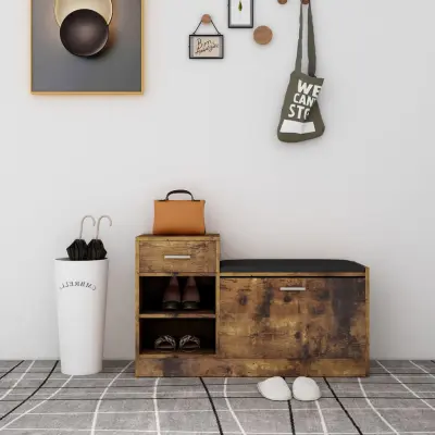 The Living Store Klop za čevlje dimljeni hrast 94,5x31x57 cm inženirski les - Klop Za Čevlje